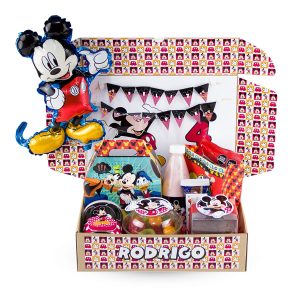 Desayuno Sorpresa de Cumpleaños con temática de Mickey Mouse de Disney. Regalo ideal para niños y niñas con servicio de delivery a domicilio en Lima.