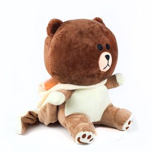 Peluche del Oso Brown de LINE Friends con disfraz o capucha de zorro. Juguete suave, tierno y kawaii, ideal como regalo para coleccionistas, con entrega a domicilio en Lima.