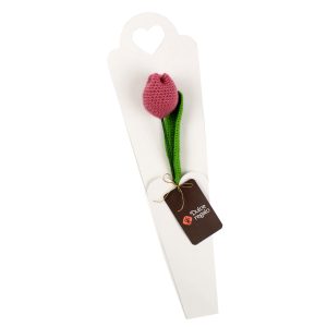 Tulipán uva tejido a crochet de Dulce Regalo. Flor artificial eterna, hecha a mano. Regalo original, elegante y duradero, ideal para expresar admiración, con entrega a domicilio en Lima.