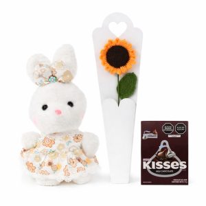 Conejita con Chocolate y Girasol a Crochet